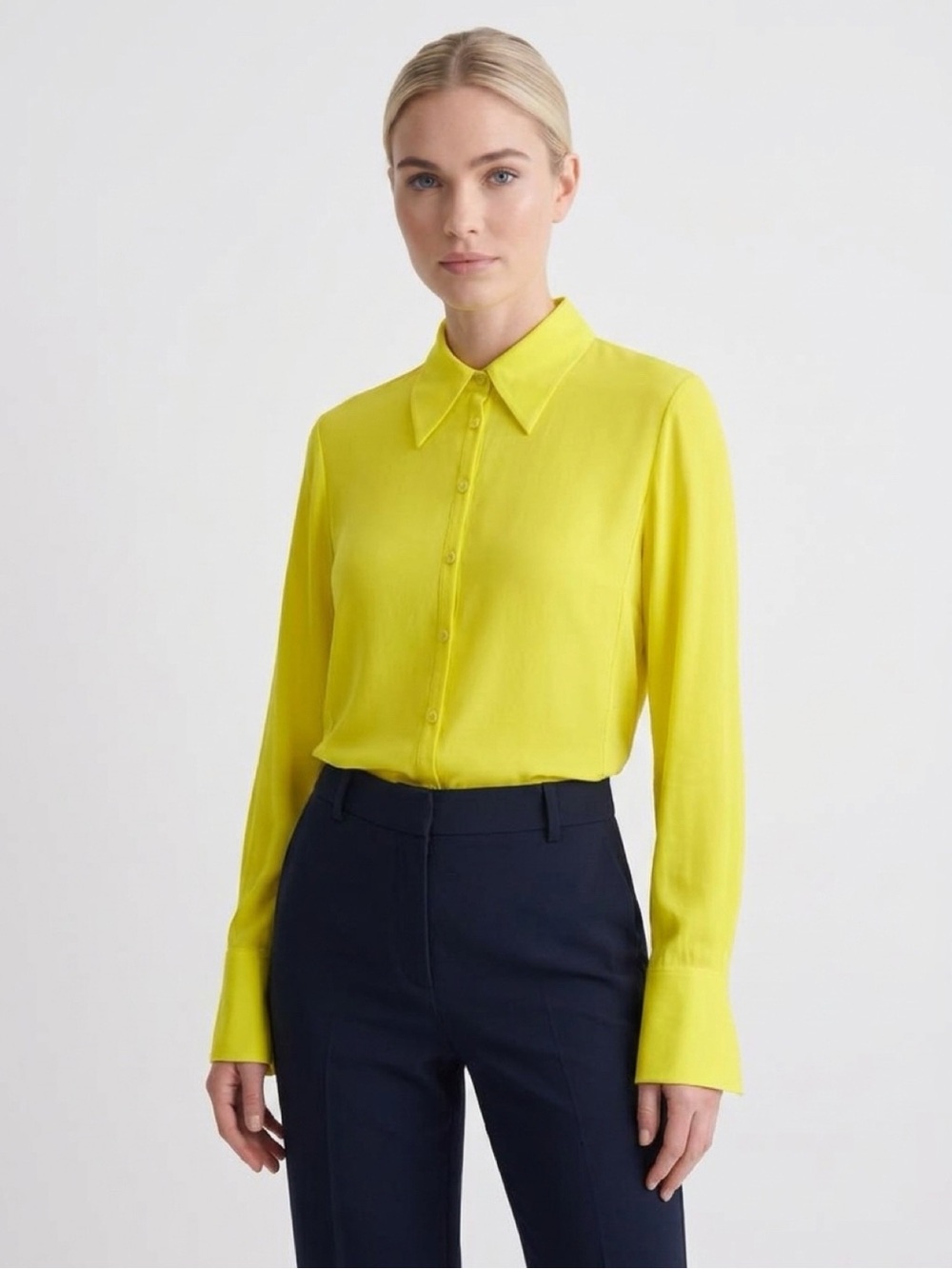 Massimo Dutti Bright Yellow Button-Down Blouse